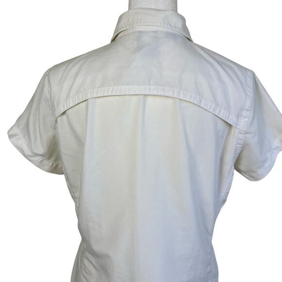 REI White Short Sleeve Sahara Shirt Button Down w Vents Lightweight Outdoors - Picture 8 of 16